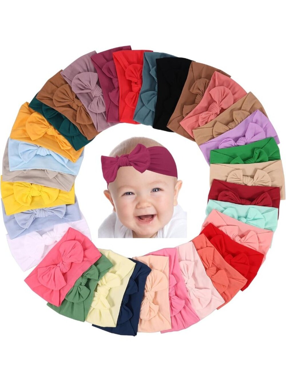 31 PCS Baby Girl Hair Bows Set - Soft Nylon Headbands for Newborns & Toddlers